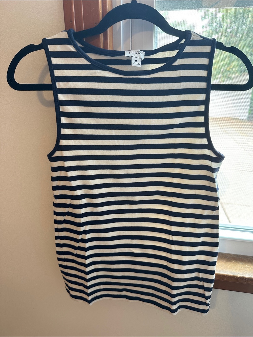 J. Crew 100% Cotton Navy and White Striped Sleeveless Tank Top